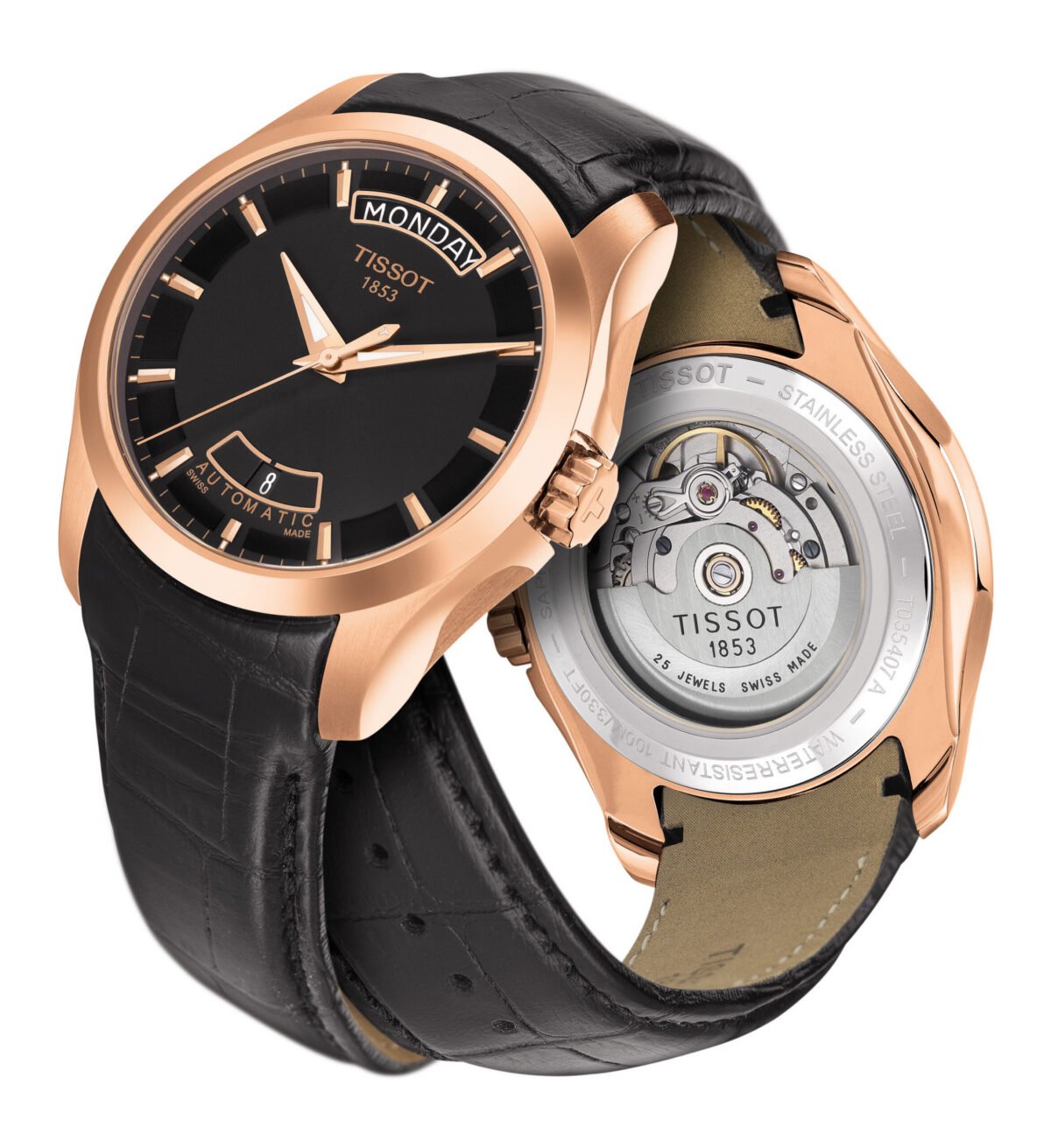 Tissot Couturier Automatic 39mm Black Dial front back