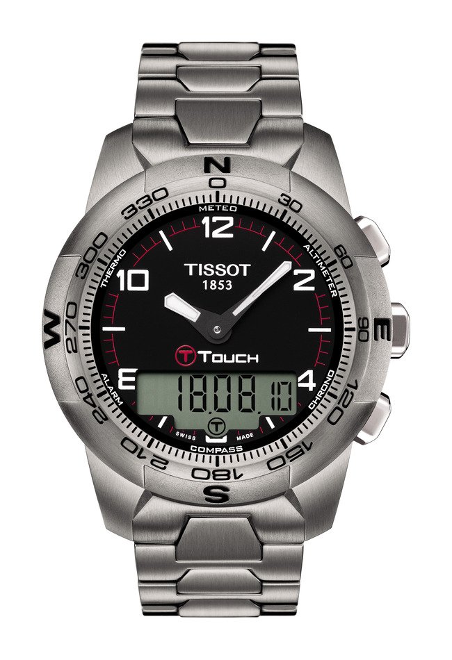 T047.420.44.057.00 Tissot T-Touch II 43mm Black Dial Titanium Watch