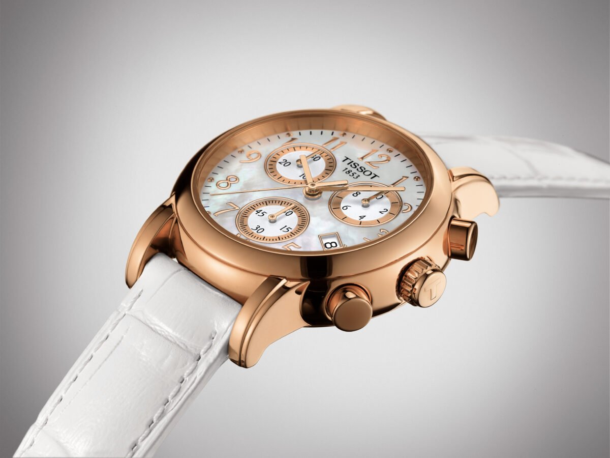 Tissot Dressport Quartz Chronograph 35mm White Mother-of-Pearl Dial open top