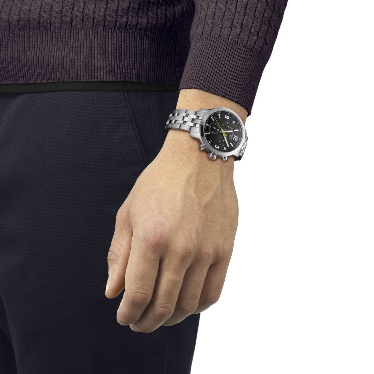 T055.417.11.057.00-1 Tissot PRC 200 Chronograph 42mm Black Dial weared