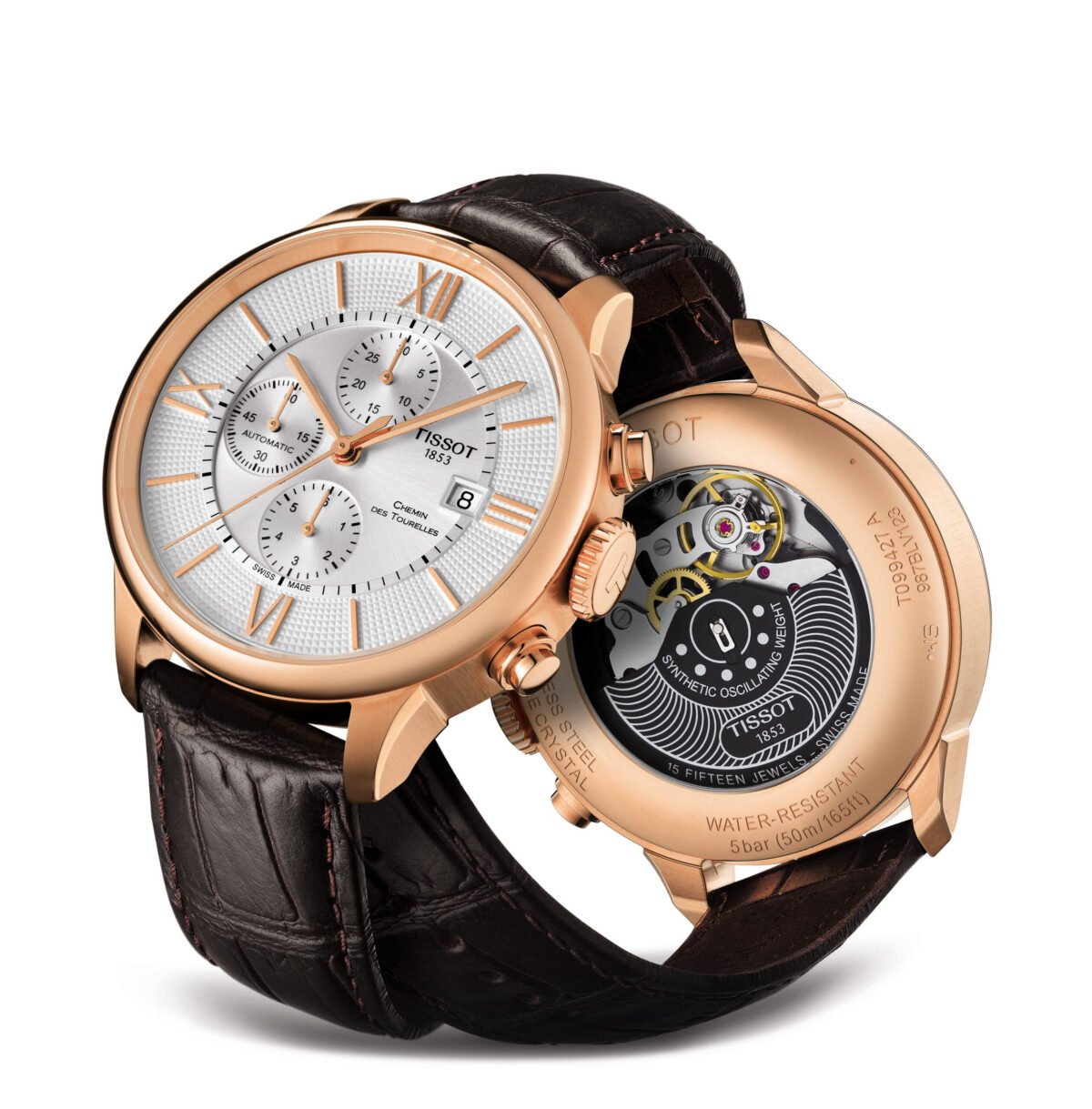 T099.427.36.038.00-1 Tissot Chemin des Tourelles 44mm Silver Dial front back