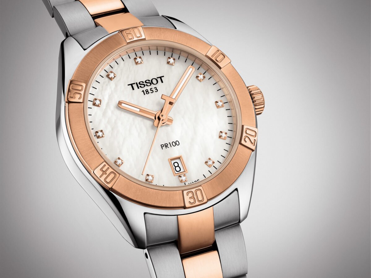 Tissot PR 100 Sport Chic Quartz 36mm White Mother of Pearl Dial open front