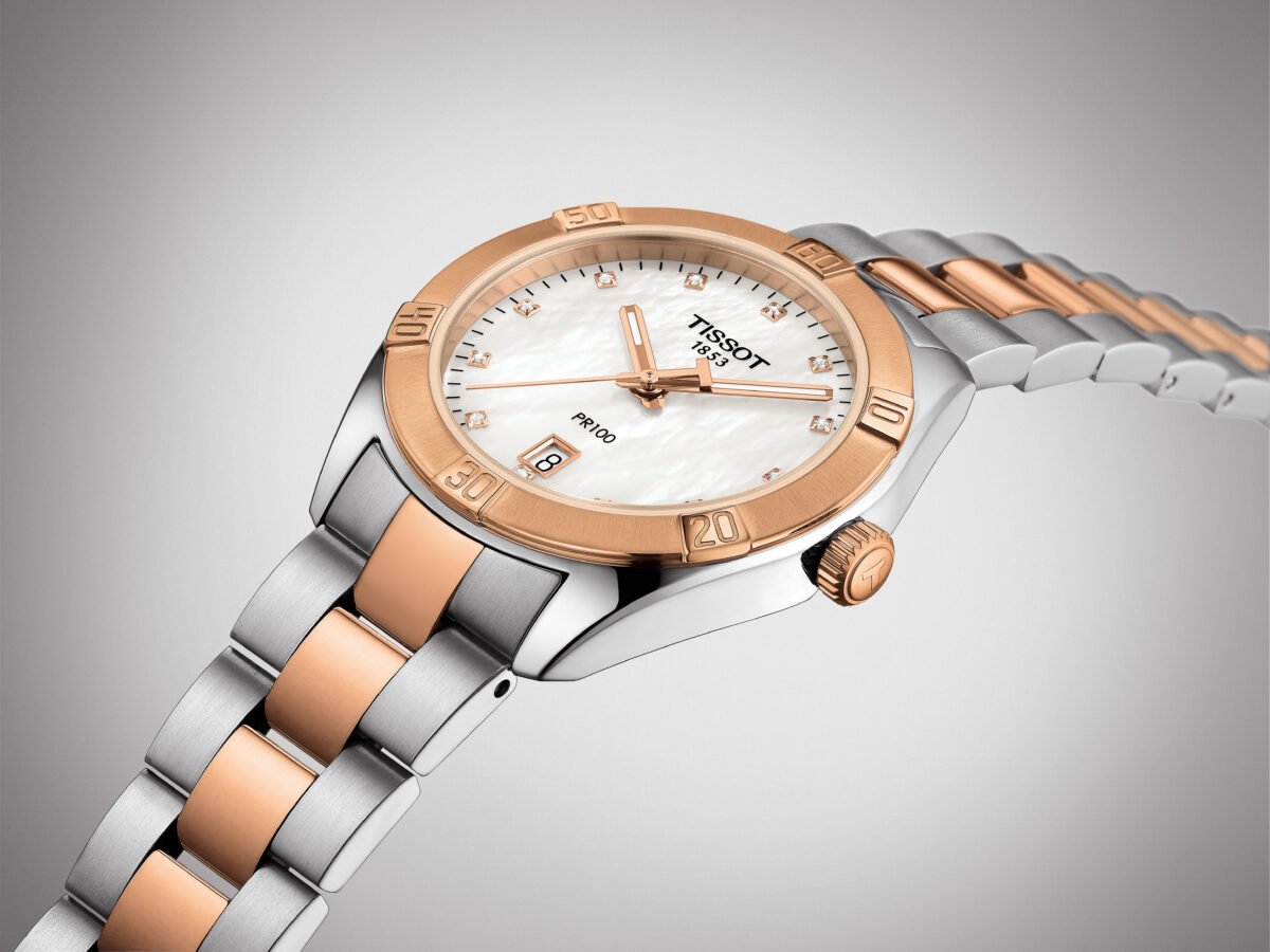 Tissot PR 100 Sport Chic Quartz 36mm White Mother of Pearl Dial open top