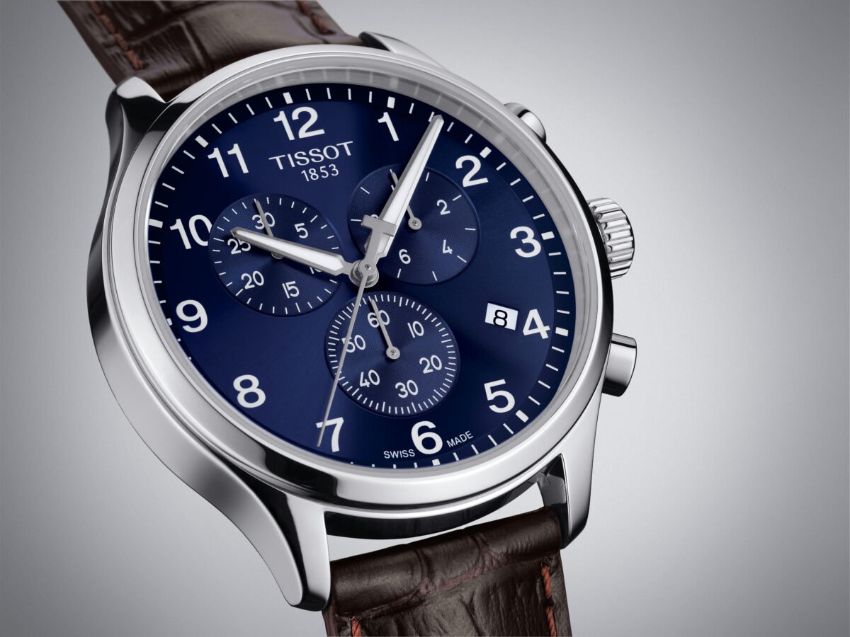 Tissot Chrono XL Quartz Chronograph 45mm Blue Dial open front