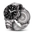 Tissot Seastar Chronograph 45mm Black Dial front back
