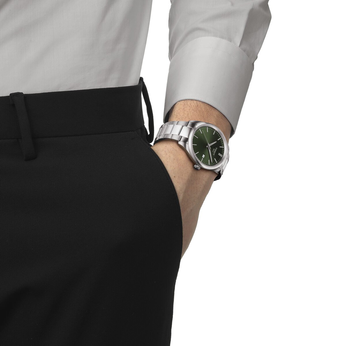 Tissot PR 100 Quartz 40mm Green Dial weared