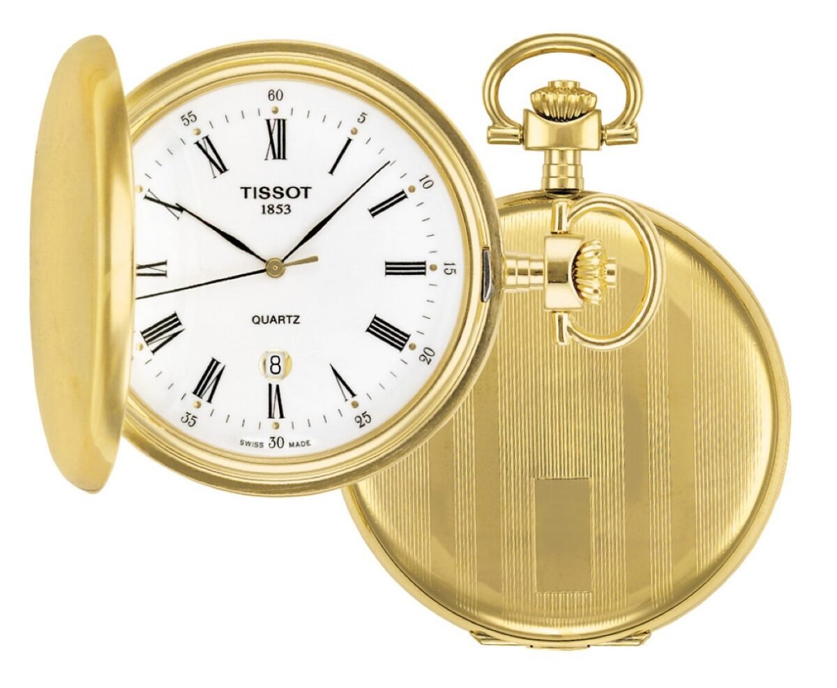 Tissot Savonnette Quartz 48.5mm White Dial pocket watch T83.4.553.13