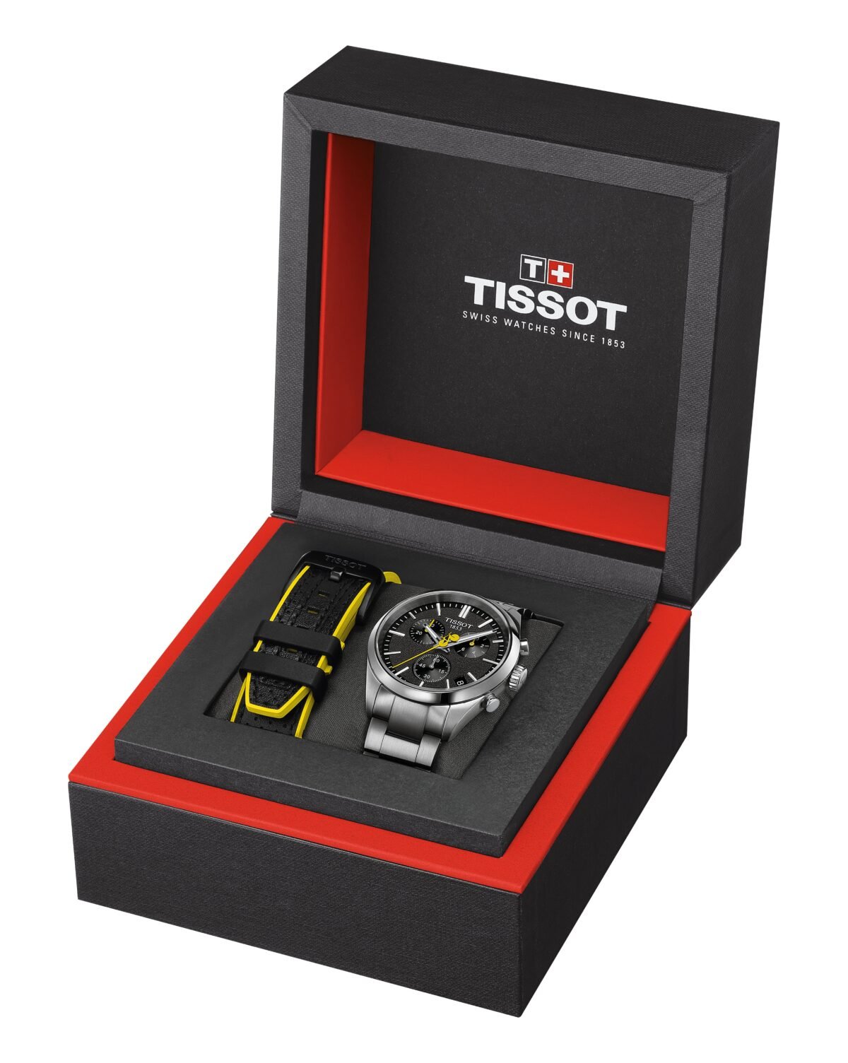 Featured ALT: Tissot PR 100 Tour De France Quartz Chronograph 40mm Black Dial box open